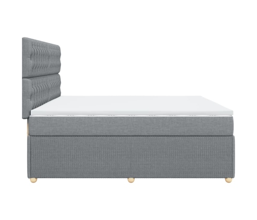 Cama box spring con colchón tela gris claro 200x200 cm