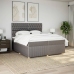 Cama box spring con colchón tela gris taupe 200x200 cm