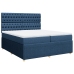 Cama box spring con colchón tela azul 200x200 cm