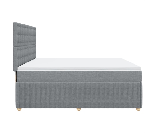 Cama box spring con colchón tela gris claro 200x200 cm