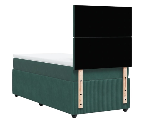 Cama box spring con colchón terciopelo verde oscuro 80x200 cm