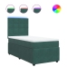 Cama box spring con colchón terciopelo verde oscuro 80x200 cm