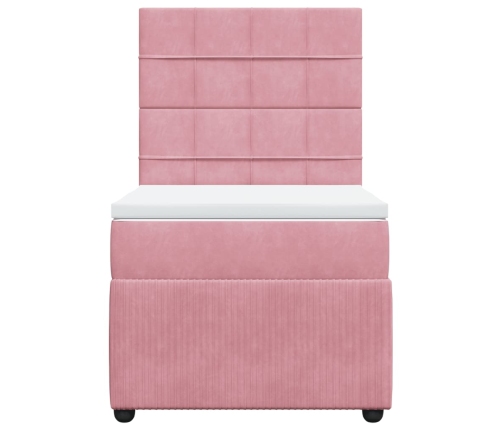 Cama box spring con colchón terciopelo rosa 80x200 cm