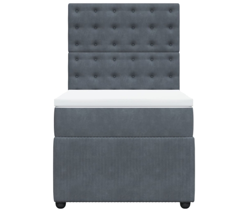 Cama box spring con colchón terciopelo gris oscuro 80x200 cm