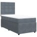 Cama box spring con colchón terciopelo gris oscuro 90x190 cm