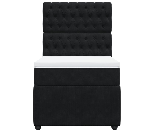 Cama box spring con colchón cuero sintético negro 90x190 cm