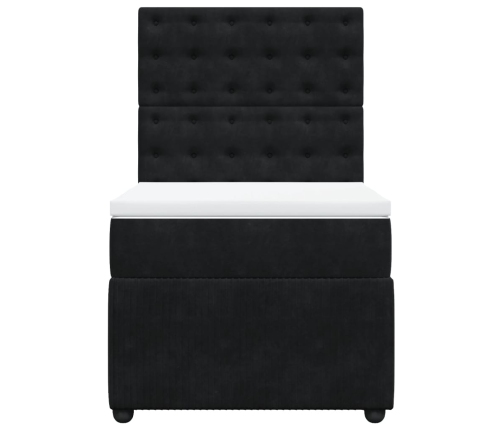 Cama box spring con colchón cuero sintético negro 90x190 cm