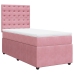 Cama box spring con colchón terciopelo rosa 90x190 cm