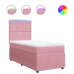 Cama box spring con colchón terciopelo rosa 90x200 cm