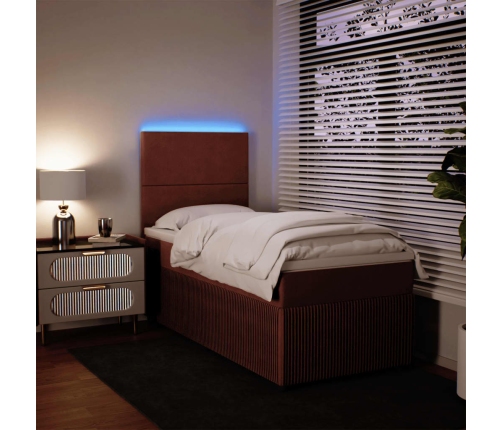 Cama box spring con colchón terciopelo rosa 90x200 cm