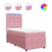 Cama box spring con colchón terciopelo rosa 90x200 cm
