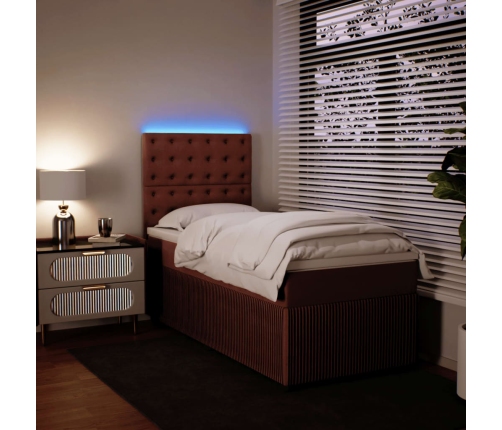 Cama box spring con colchón terciopelo rosa 90x200 cm