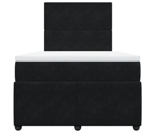 Cama box spring con colchón terciopelo negro 120x190 cm