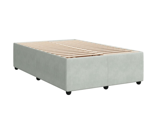 Cama box spring con colchón terciopelo gris claro 120x190 cm