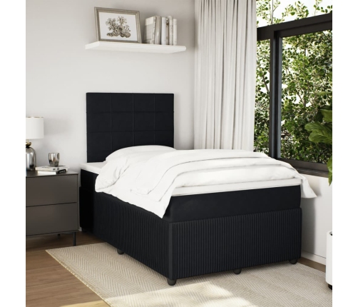 Cama box spring con colchón terciopelo negro 120x190 cm