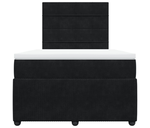 Cama box spring con colchón terciopelo negro 120x190 cm