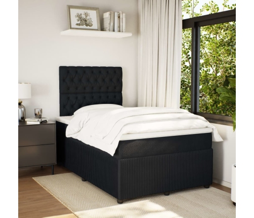 Cama box spring con colchón terciopelo negro 120x190 cm