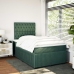 Cama box spring con colchón terciopelo verde oscuro 120x190 cm