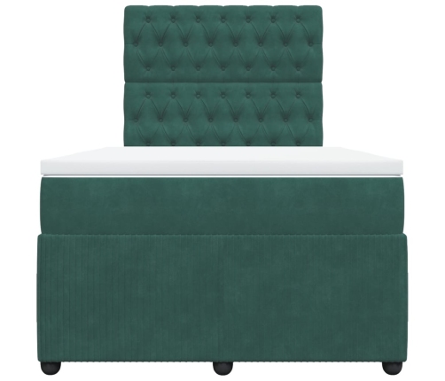 Cama box spring con colchón terciopelo verde oscuro 120x190 cm