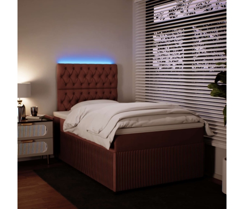 Cama box spring con colchón terciopelo rosa 120x190 cm