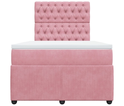 Cama box spring con colchón terciopelo rosa 120x190 cm