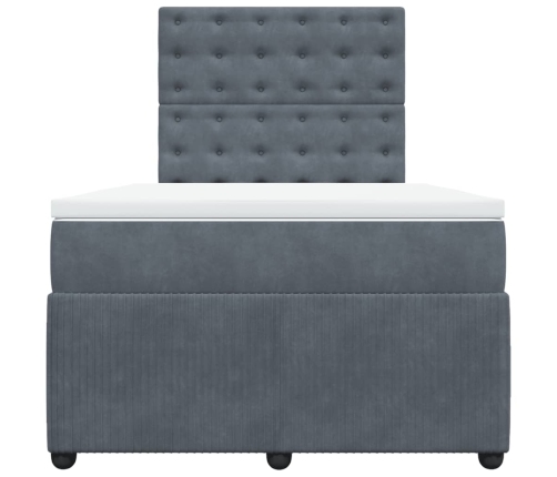 Cama box spring con colchón terciopelo gris oscuro 120x190 cm