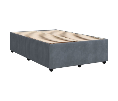 Cama box spring con colchón terciopelo gris oscuro 120x190 cm