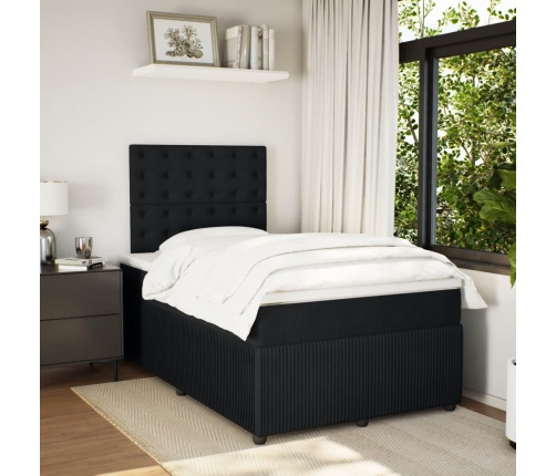 Cama box spring con colchón terciopelo negro 120x190 cm