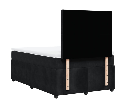 Cama box spring con colchón terciopelo negro 120x190 cm