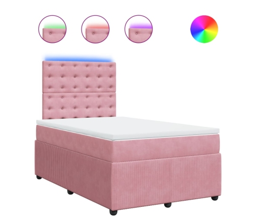 Cama box spring con colchón terciopelo rosa 120x190 cm