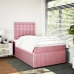 Cama box spring con colchón terciopelo rosa 120x190 cm