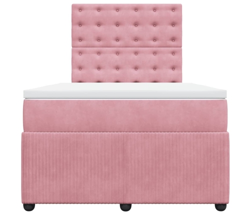 Cama box spring con colchón terciopelo rosa 120x190 cm