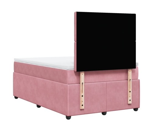 Cama box spring con colchón terciopelo rosa 120x190 cm