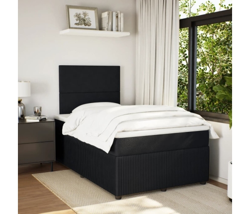 Cama box spring con colchón terciopelo negro 120x200 cm