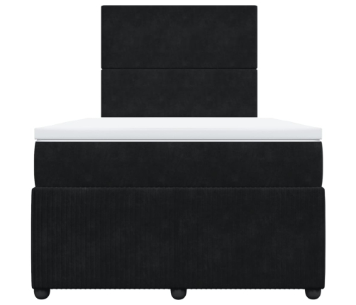 Cama box spring con colchón terciopelo negro 120x200 cm