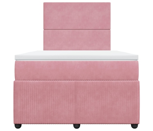 Cama box spring con colchón terciopelo rosa 120x200 cm