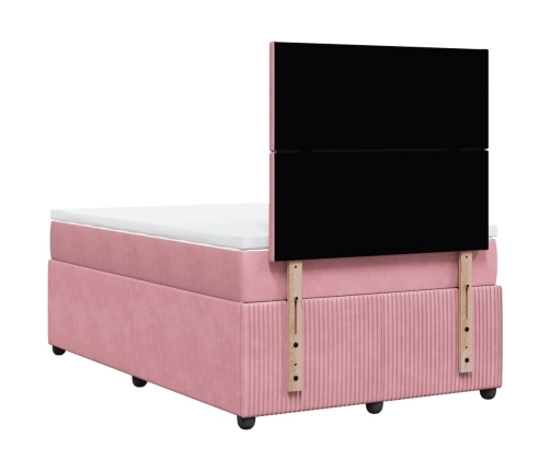 Cama box spring con colchón terciopelo rosa 120x200 cm