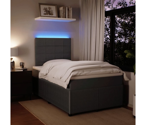 Cama box spring con colchón terciopelo gris oscuro 120x200 cm