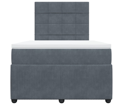 Cama box spring con colchón terciopelo gris oscuro 120x200 cm