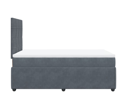 Cama box spring con colchón terciopelo gris oscuro 120x200 cm