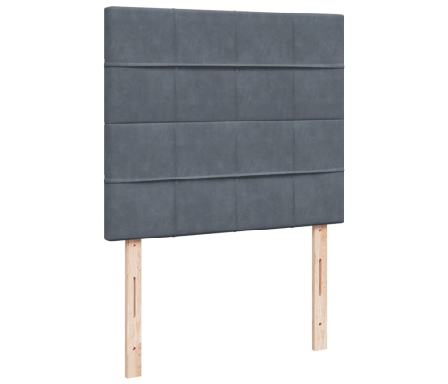 Cama box spring con colchón terciopelo gris oscuro 120x200 cm