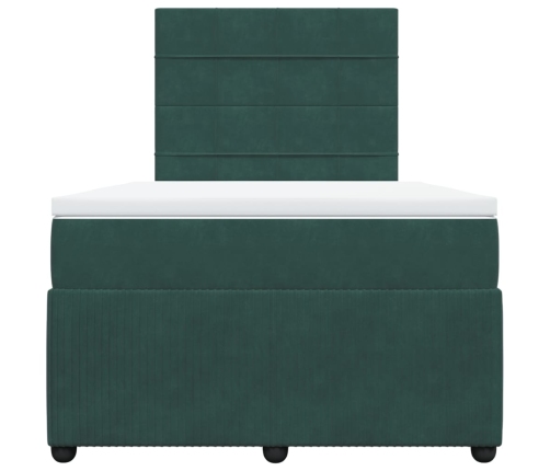 Cama box spring con colchón terciopelo verde oscuro 120x200 cm