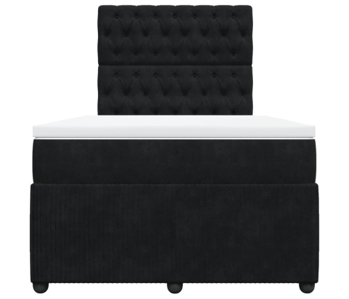 Cama box spring con colchón terciopelo negro 120x200 cm