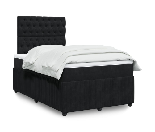 Cama box spring con colchón terciopelo negro 120x200 cm