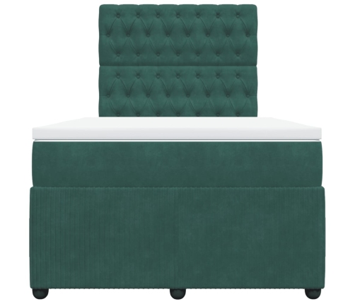 Cama box spring con colchón terciopelo verde oscuro 120x200 cm