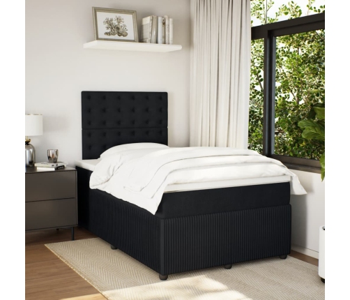 Cama box spring con colchón terciopelo negro 120x200 cm