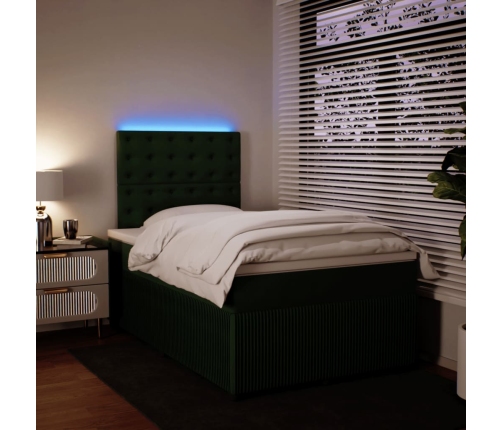 Cama box spring con colchón terciopelo verde oscuro 120x200 cm