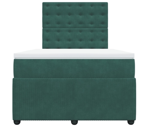 Cama box spring con colchón terciopelo verde oscuro 120x200 cm