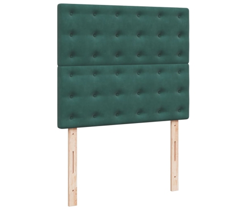 Cama box spring con colchón terciopelo verde oscuro 120x200 cm