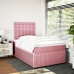 Cama box spring con colchón terciopelo rosa 120x200 cm